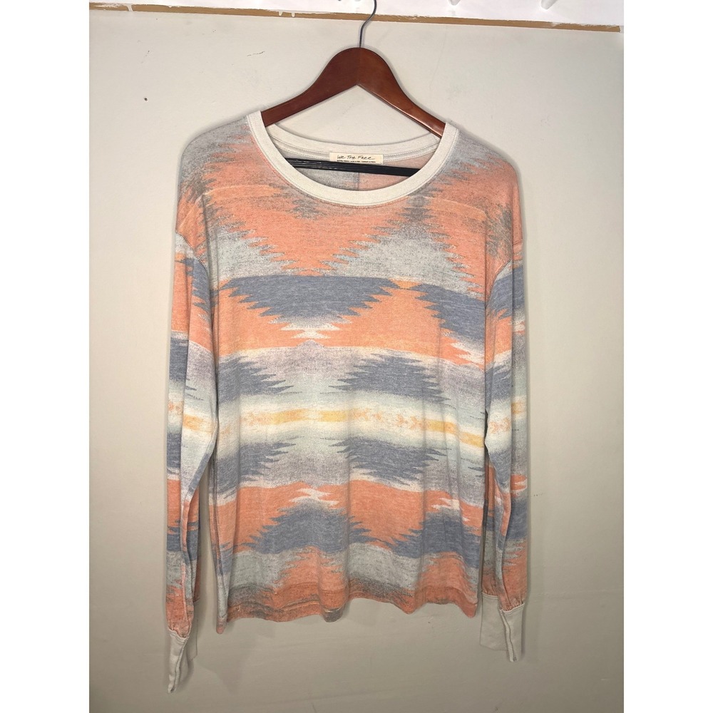 We‎ The Free Southwestern Aztec Thermal Long Sleeve Top Orange XS
